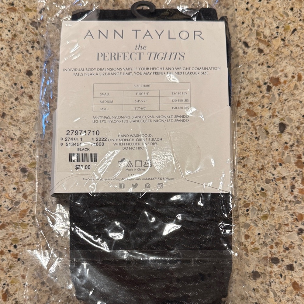 Ann Taylor Black Houndstooth Tights
